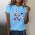 thumbnail image 2 of Camiseta de Manga Corta de Cuello Redondo con Patrones de Corazón de Moda de Primavera de las Mujeres Vintage Clásico Top de Humor para Diario, Fiesta, Primavera Y Verano, 2 of 5