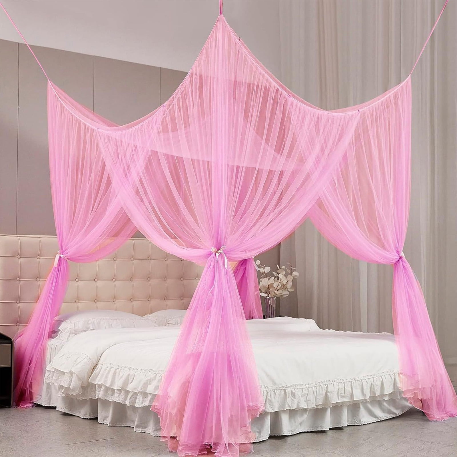 Four-Sided Mosquito Net,Indoor Outdoor Bed Net,Mesh Bed Cover,Twin Size Mosquito Net,Breathable Sleep Net,Home Protection,Easy Install Mosquito Curtain,Bed Canopy Net,Anti-Insect Net