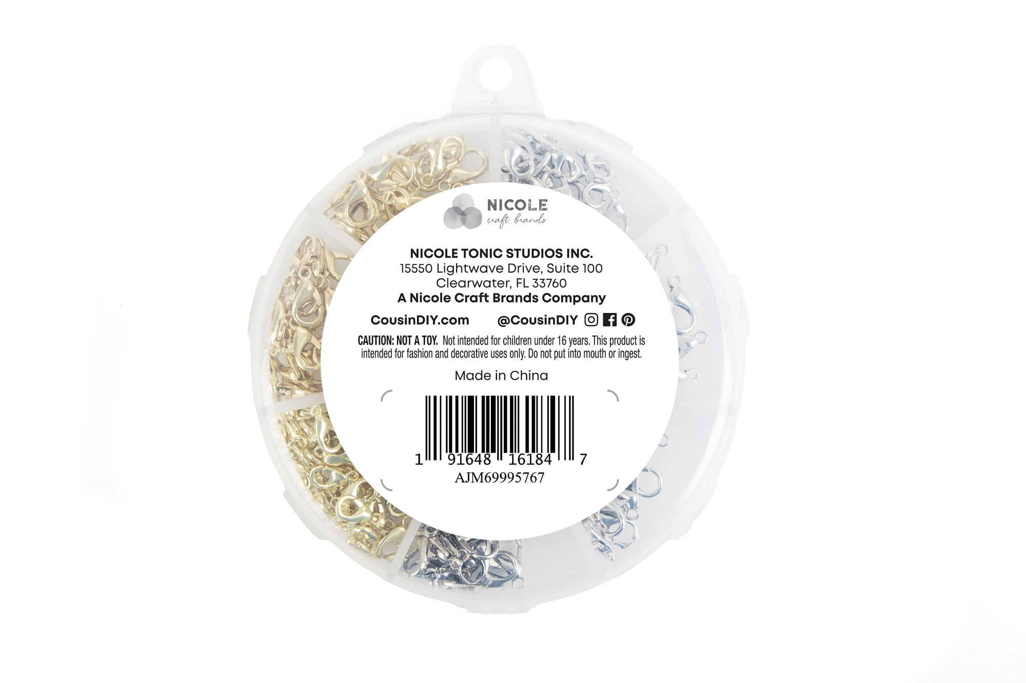 Cousin DIY 180 Piece Lobster Clasp Bulk Pack with Case, Silver/Gold Finish, Metal, 10-12mm, 69995767