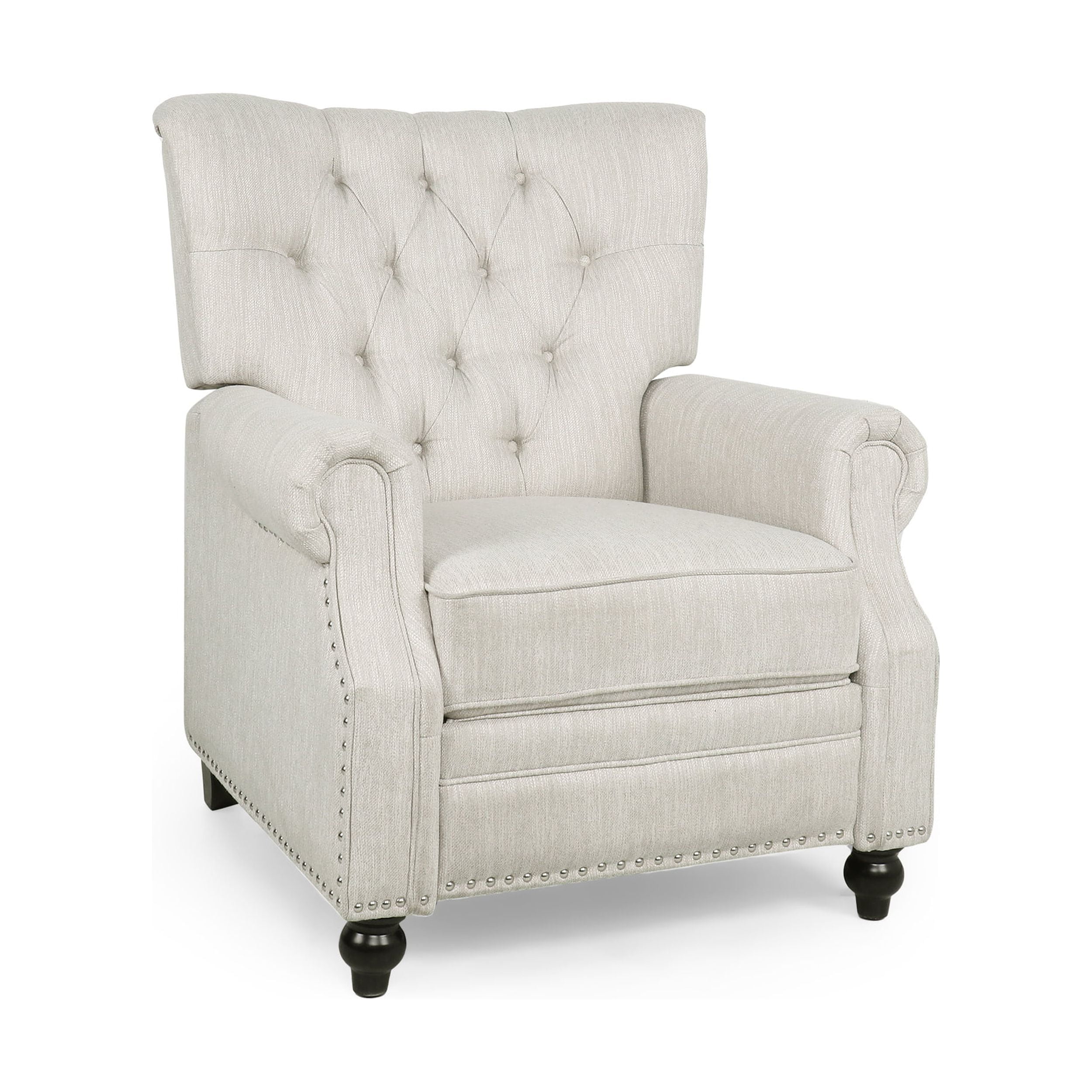 Noble House Torrens Fabric Tufted Recliner, Beige and Dark Brown