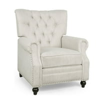 GDF Studio Welch Contemporary Tufted Pushback Recliner, Beige Fabric and Dark Brown