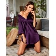 thumbnail image 2 of Women's Satin Nightshirt Button Down Sleepshirt Silk 3/4 Sleeve Nightgown Boyfriend Notch Collar Sleepwear S-XXL, 2 of 10