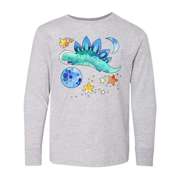 Inktastic Stegosaurus Space Dinosaur with Stars and Planet Long Sleeve Youth T-Shirt