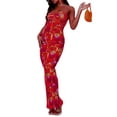 thumbnail image 2 of Coduop Womens Strapless Tube Dress Bodycon Long Dresses Floral Club Cocktail Night Midi Dress, 2 of 9