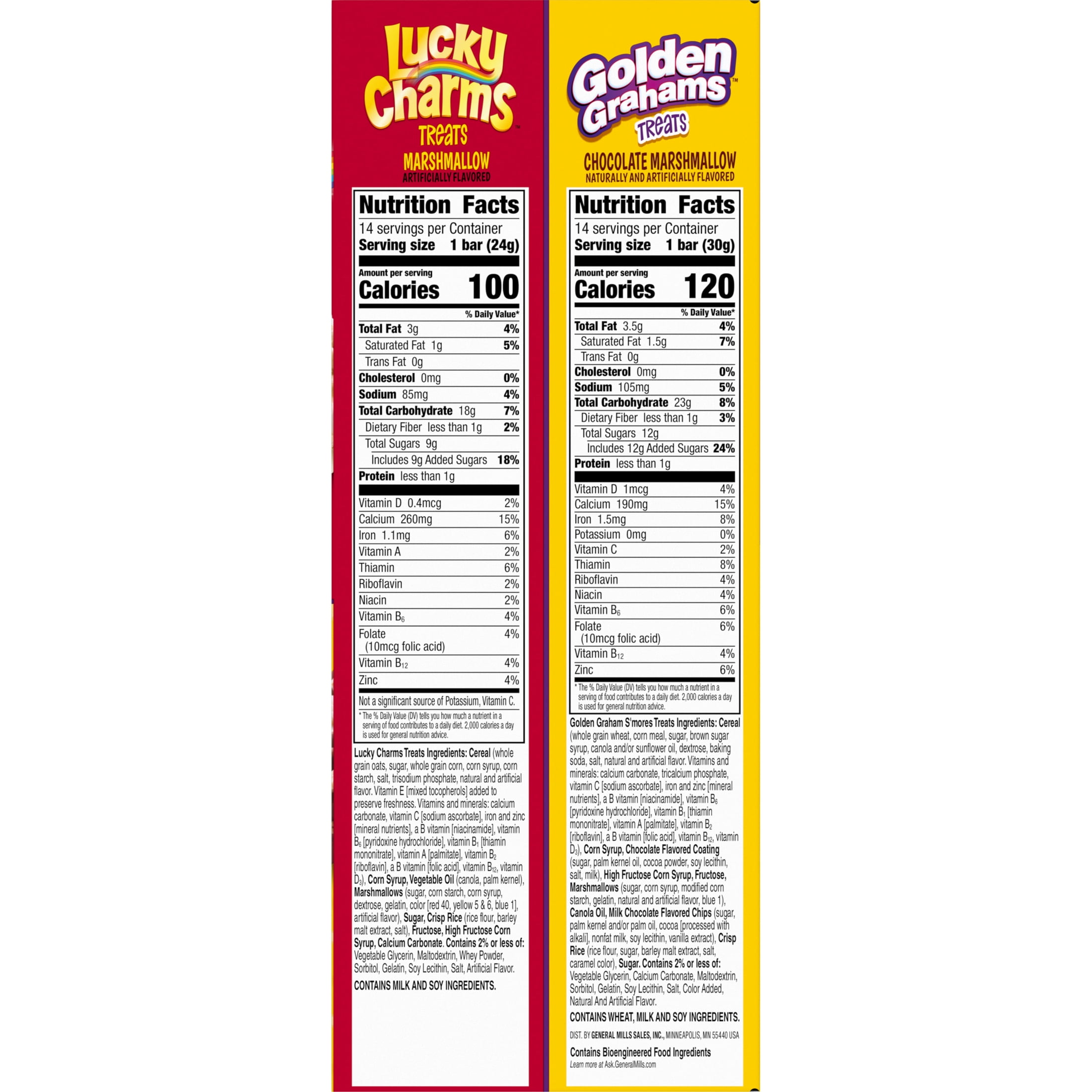 (3 pack) Lucky Charms and Golden Grahams S'mores Cereal Treat Bars, Variety Pack, 28 Count, 26.7 oz