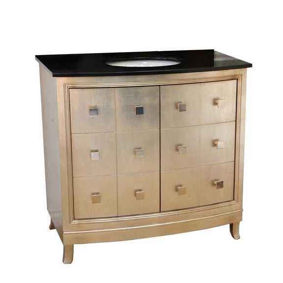 Bellaterra Home 36 in Single sink vanity-wood-bronze silver