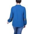 thumbnail image 3 of Petite Long Sleeve Blouse With Crochet Trim, 3 of 3