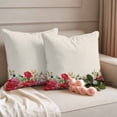 thumbnail image 2 of Roses Valentine's Day Outdoor Waterproof Pillow Covers, Eucalyptus Leaves Floral Rustic Decorative Square Throw Pillowcase Sofa Cushion Sham for Patio/Couch/Chair, 20"x20" 2 Pack, 2 of 8