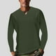 thumbnail image 1 of Blusas y camisas de manga larga con cuello en V para hombre, estilo casual, de color liso, con empalme, de manga larga y cuello en V, de poliéster y algodón., 1 of 8