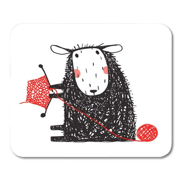 POGLIP Knitting Cute Sheep Sitting with Hobby Little Adorable Woolen Mousepad Mouse Pad Mouse Mat 9x10 inch