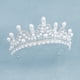 thumbnail image 3 of Diamante Perla Corona Novia Hermoso tocado Tocado Perla imitada Corona súper brillante Tiara (Plata), 3 of 8