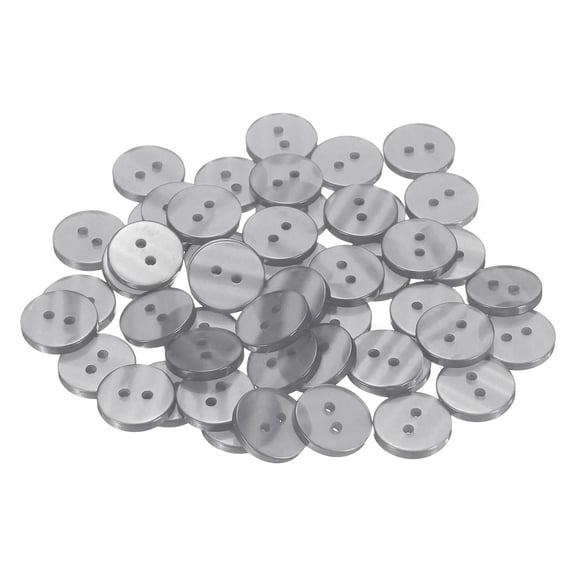 Uxcell 50pcs 24L Sewing Buttons 5/8"(15mm) Resin Round Flat 2-Hole Craft Clothing Replacement Button for Coats Sewing Clothing and DIY, Grey