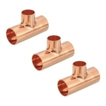1-inch x 3/4-inch x 1-inch Copper Reducing Tee Copper Pressure Pipe Fitting Connector 3Pack
