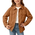 thumbnail image 5 of Wilark Girls Fall Corduroy Shirt Jackets Lightweight Loose Fit Casual Trendy Long Sleeve Collared Kids Shackets with Pockets Khaki 5-12, 5 of 7