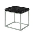 thumbnail image 2 of Inspired Home Simpson Faux Leather Cube Ottoman Tufted Metal Frame Modern, Black, 2 of 7