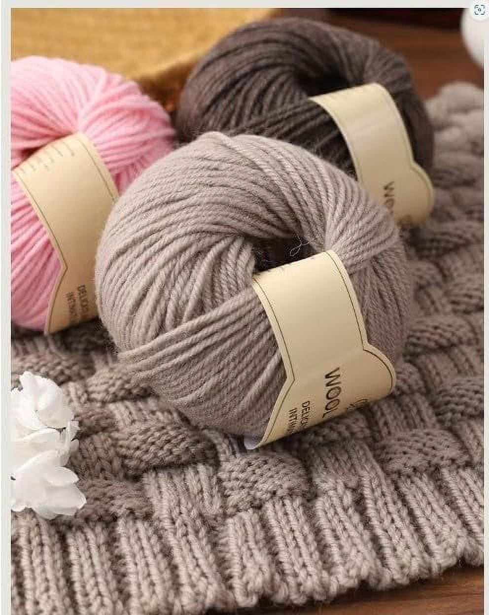 FENG4 Groups Australian Wool Yarn 4 ply of Medium Thick Hand Knit Non-Pilling Wool Blend Soft Yarn for Hand Knitting & Crocheting (Purple)-240810