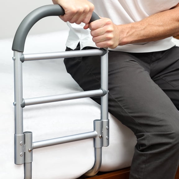 Lunderg Bed Assist Rail for Seniors with Non-Slip Grab Bar - Easy to Install Bed Rails for Elderly Adults Safety & Post-Surgery - Helps Reduce Falls & Support Independence