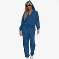 thumbnail image 4 of BiZtdJrK Womens 2 Piece Outfits Oversized Half Zip Hoodie and Baggy Cinch Bottom Sweatpants Track Suits Fashion Solid Color Lounge Sweatsuit Sets Blue L on Sale Clearance 2025, 4 of 9