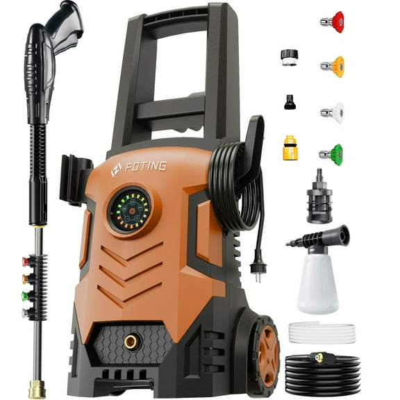 2025upgraded Electric Pressure Washer with Touch Screen, 5000PSI Max 3.3GPM，Adjustable 8 Level,4 Quick Connect Nozzles, Inlet Hose & Filter& Foam Cannon for Cars/Fences/Driveways/Home Cleaning
