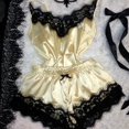 thumbnail image 1 of Conjunto de Pijama de satén de encaje para mujer, ropa de dormir Sexy, Tops sin mangas y pantalones cortos, conjuntos de 2 piezas, 1 of 4