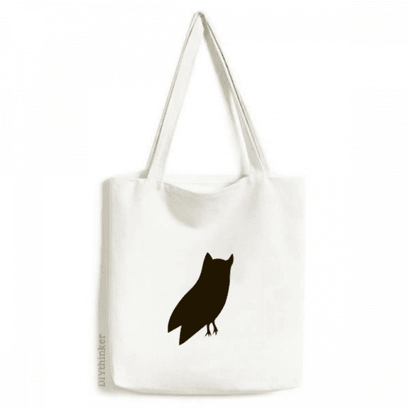 Black Owl Animal Portrayal Tote Canvas Bag Shopping Satchel Casual Handbag