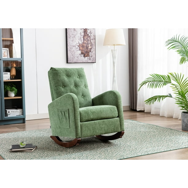 Room High Back Rocking Chair Nursery Chair Rocker Fabric