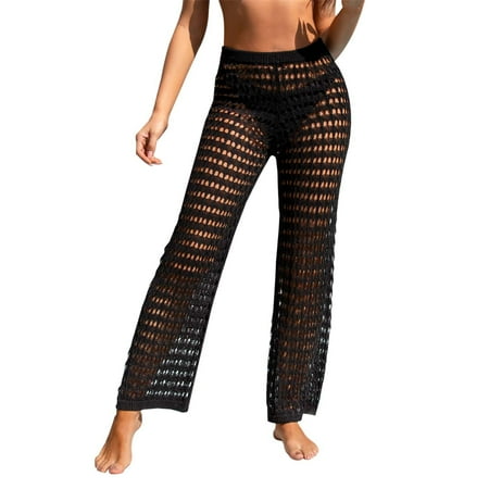 Women s Knit Cut Out Beach Pants Bikini Cover Up Swimwear Comfortable Stretchy Design