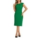 thumbnail image 1 of Vestido elegante de mujer Inspire Chic con mangas de capucha, ceñido con cinturón, ideal para el trabajo, color verde, talla L, 1 of 6