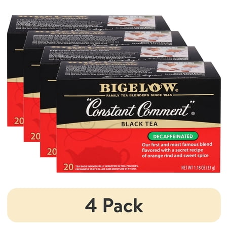 (4 pack) Bigelow Tea Decaffeinated Constant Comment Black Tea Bags - 20 Count