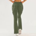 thumbnail image 4 of Rexolia Women’s High Waisted Flare Leggings with 4 Pockets Cargo Bootcut Pants Army Green L, 4 of 5