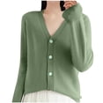 thumbnail image 2 of Olyvenn Stylish Women's Long Sleeve Open Front Cardigan Sweaters Button Down V Neck Classic Sweater Knit Cardigan Fall Outfits Army Green 8, 2 of 3