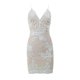 thumbnail image 2 of Gibobby Vestidos de fiesta cortos caliente Fuente Sexy Cuello en V Correa Sin espalda Vestido de lentejuelas Vestido de fiesta(Blanco,G), 2 of 5