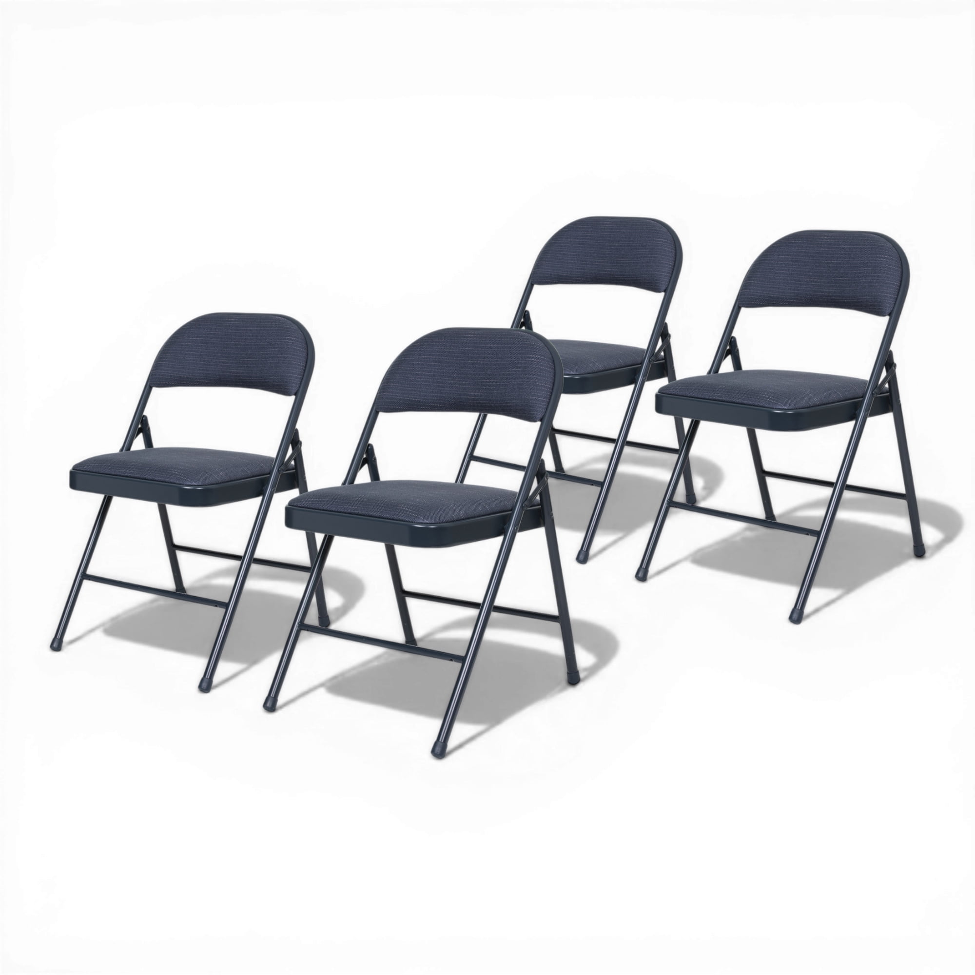 Hampden Furnishings Bernadine Collection Basics Fabric Folding Chair, Blue, Pack of 4