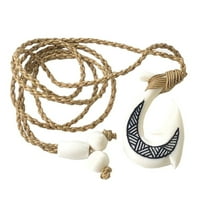 Hawaiian Jewelry Black Tattoo Buffalo Bone Smooth Fish Hook Hawaii Necklace