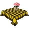 thumbnail image 2 of Black Yellow Plaid Table Cloth Waterproof Tablecloths, Retro Country Buffalo Check Gingham Tablecloth Dining Table Cover for Kitchen Party Tabletop Outdoor, Square Tablecloth 54x54 Inch, 2 of 9