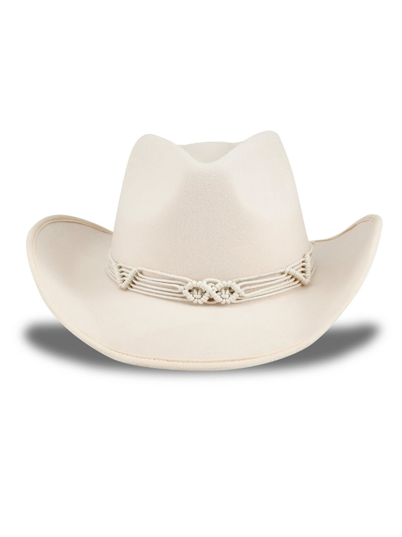 Jessica Simpson Women's Felt Macrame Trim Cowboy Hat