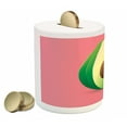 thumbnail image 2 of Avocado Piggy Bank, Cut out Slice of Fresh and Healthy Avocado with Vibrant Summer Colors, Ceramic Coin Bank Money Box for Cash Saving, 3.6" X 3.2", Pale Pink Green Brown, by Ambesonne, 2 of 4