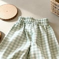 thumbnail image 4 of Bixock Girls Loungewear Pants High Waist Wide Leg Pants Kids Cropped Elastic Waist Plaid Print Lace Loose Light Weight Breathable Fall Casual Wear Size 2-3Years, 4 of 6