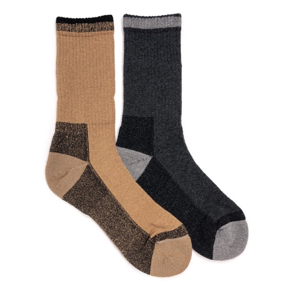 Ruff & Tuff Mens Work Wear Merino Wool Blend Crew Socks (2 Pair Pack)