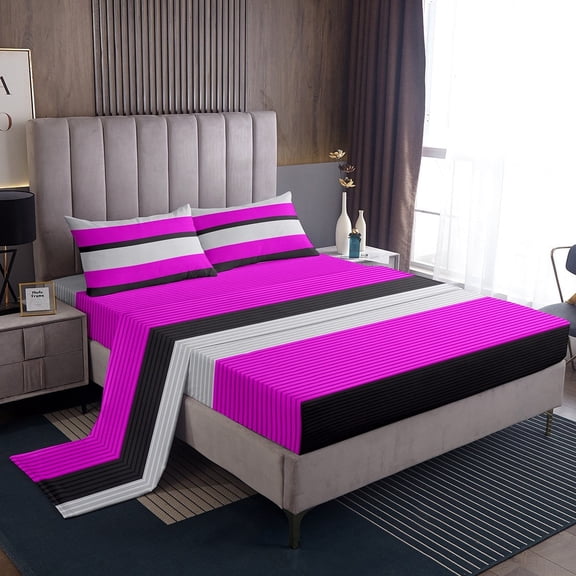 Erosebridal Abstract Lines Sheet Set Twin,Geometric Stripes Bedding Sets Twin Size,Geometry Lines Twin Sheet Sets,Lightweight Teens Bedroom Decor,3pcs