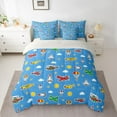 thumbnail image 2 of Castle Fairy Cartoon Plane Rocket Bedding Comforter Set 7pcs for Boys Girls,Kawaii Aircraft Queen Bedding Sets Super Cozy,Transportation Theme Queen Sheet Sets,Ultra Soft Home Decor,Reversible, 2 of 8