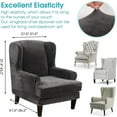thumbnail image 4 of Eurhowing 1-Pack Wingback Chair Slipcovers with Cushion Cover, Stretch Velvet Soft Armchair Covers, Wingback Chair Furniture Protector, Dark Grey, 4 of 10