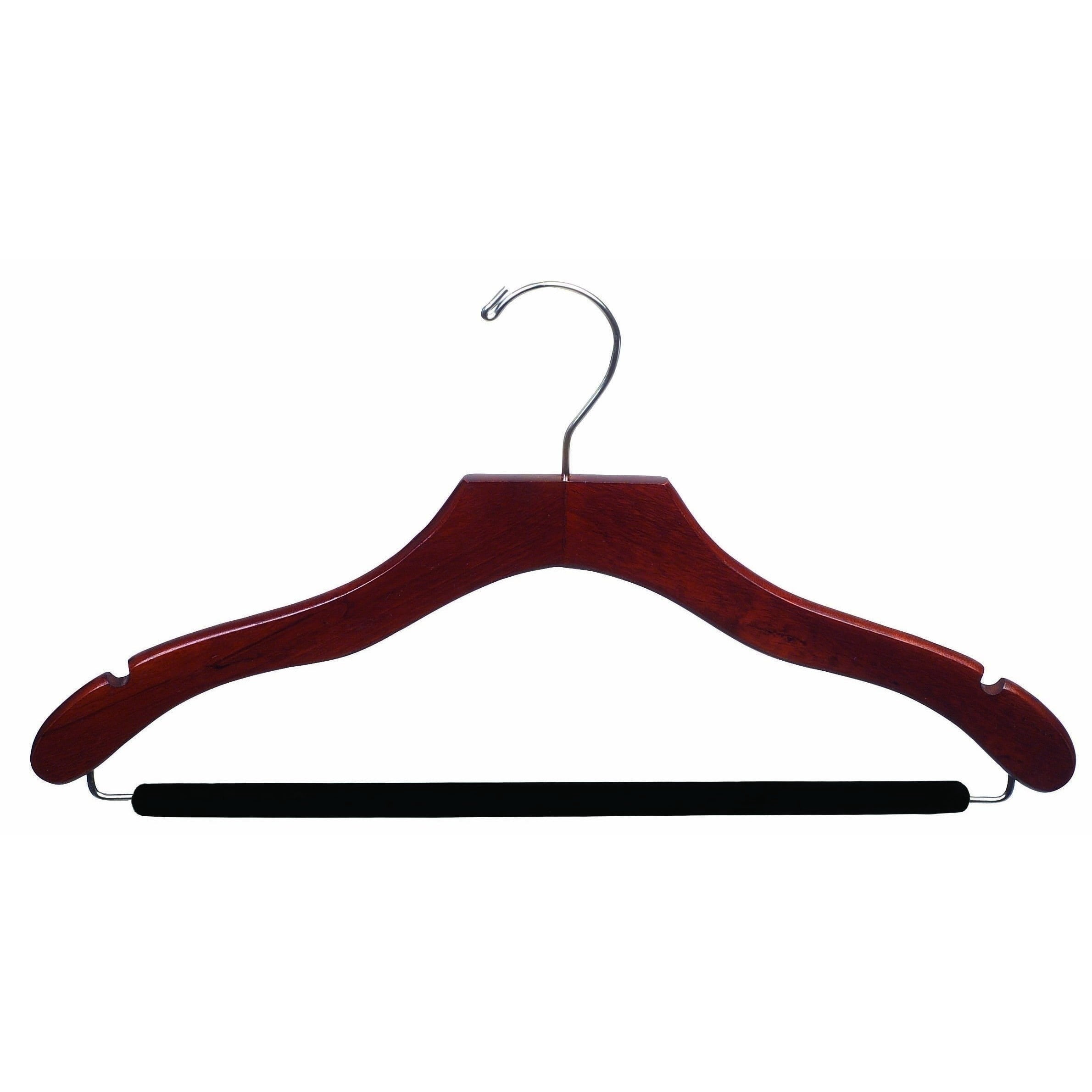 Audioengine Wavy Wood Suit Hanger with Velvet Non-Slip Bar, Wooden Garment Hangers with Notches & Chrome Hook for Shirt Dress, 17 Inch, (50 Count)