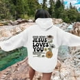 thumbnail image 6 of Good News Jesus Loves You Hoodie Christian Sweatshirts for Women Long Sleeve Jesus Hoodies Bible Verse Shirts Oversized Religious Sayings Pullover Hoodies White L, 6 of 7