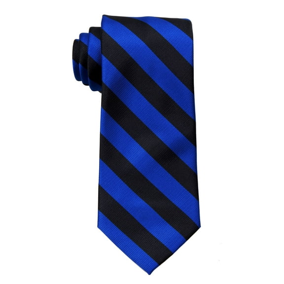 Mens XL Long College Striped Necktie Ties - Royal Black