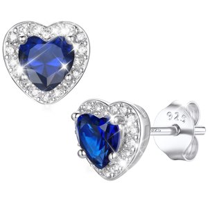 Bestyle Heart Stud Earrings with Created Sapphire