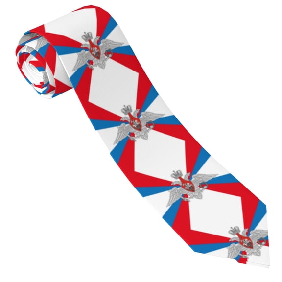 Men'S Tie Russian Federation Ministry Defence Flag Print Polyester Necktie - One Size