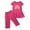 Hot Pink A, variant on WRKEKC Girls Summer Outfits, Girls 2 Piece Casual Outfits, Girl's Summer Round Neck Print Sleeveless Ruffle Sleeve Elastic Waist Cropped Pants Two-Piece Set