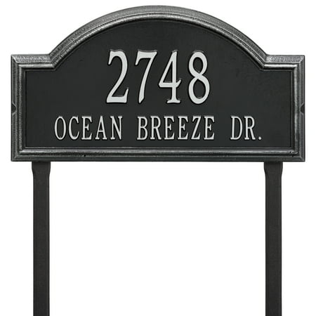 Personalized Whitehall Providence Arch 2-Line Lawn Mounted Plaque in Black/Silver