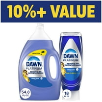 Dawn Platinum Dish Soap Liquid, Dishwashing Liquid, Grease Removal, Fresh Rain, 54.8oz plus Dawn Platinum EZ-Squeeze Dish Soap Liquid, Dishwashing Liquid, Grease Removal, Fresh Rain, 18oz